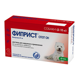 Фиприст Спот-Он капли инсектоакарицидные для собак 2-10 кг, 1 пипетка
