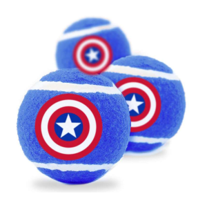 Buckle-Down игрушка для собак теннисные мячики, Капитан Америка, синий, 3шт