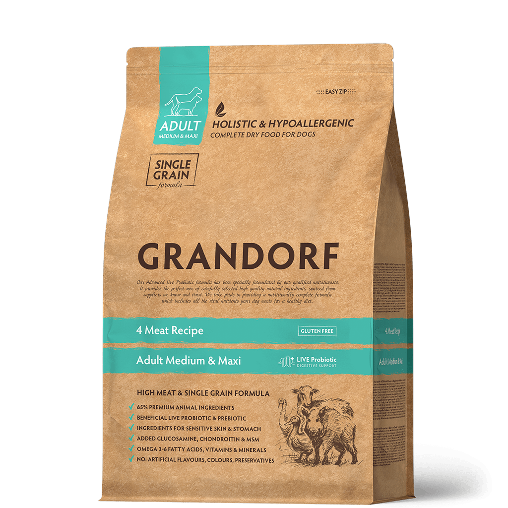 Grandorf сухой корм для собак средних и крупных пород, четыре вида мяса, Probiotics, 10 кг<