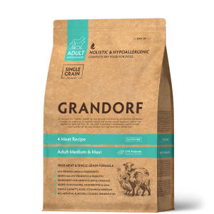 Grandorf сухой корм для собак средних и крупных пород, четыре вида мяса, Probiotics, 10 кг