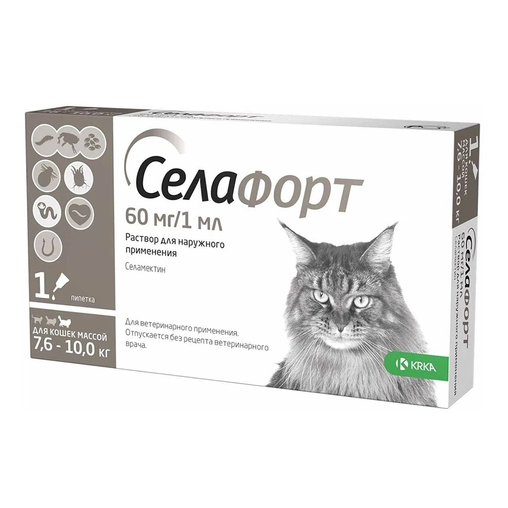Селафорт 60 комбинированное антипаразитарное средство для кошек 7.6-10 кг<