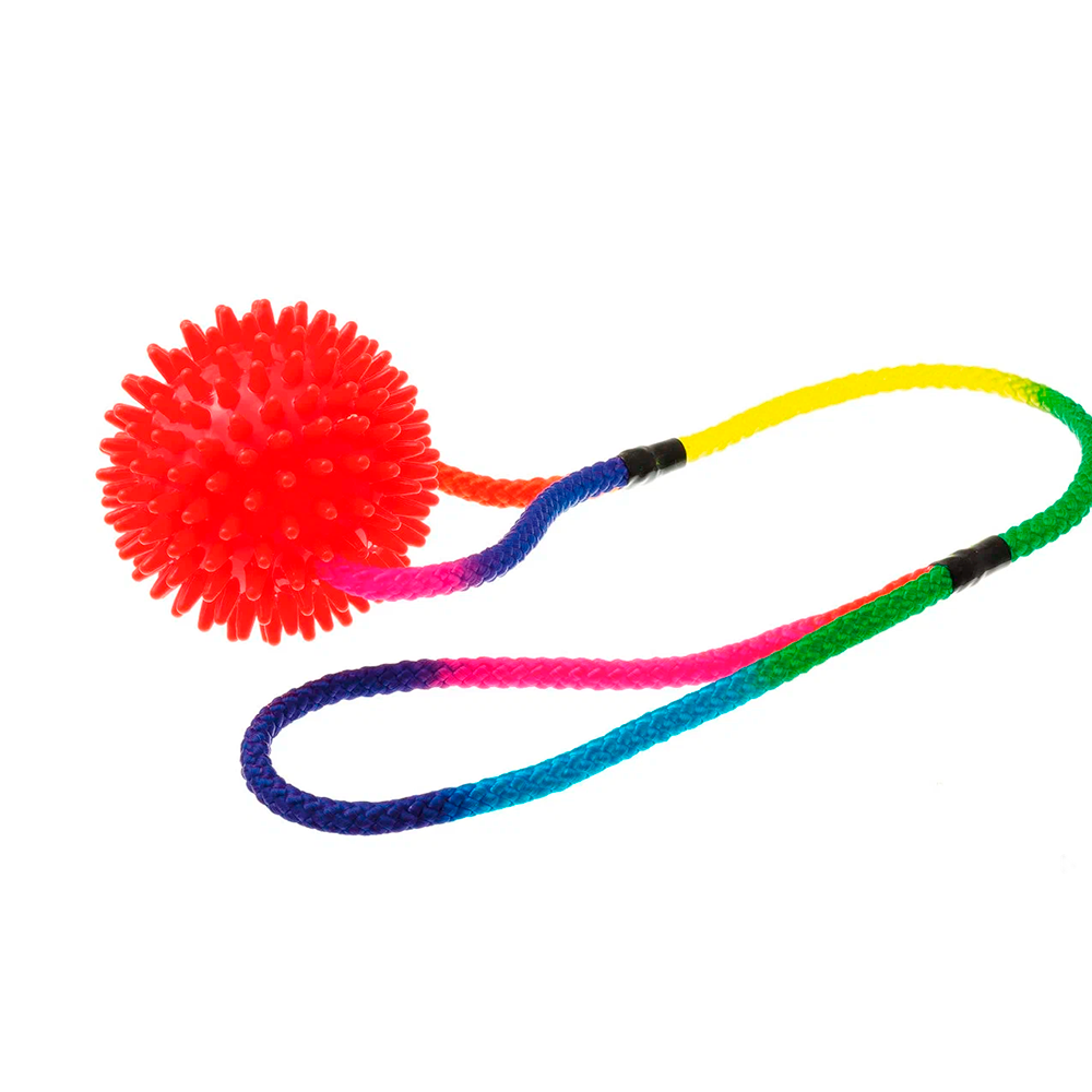 V.I.Pet Игрушка для собак "Мяч массажный на шнуре, с петлей", 6 см<