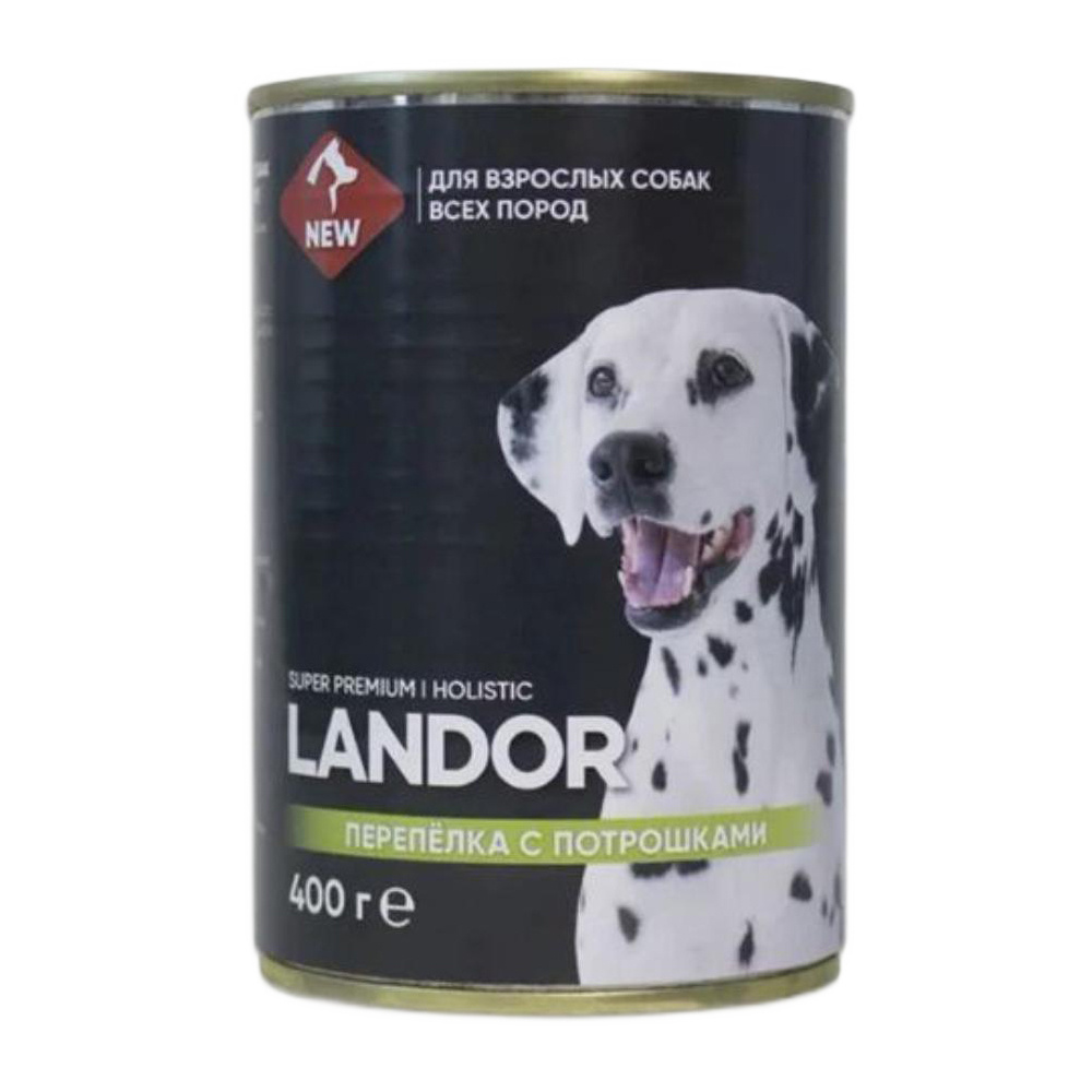 Landor консервы для собак, перепелка с потрошками, 400 г<