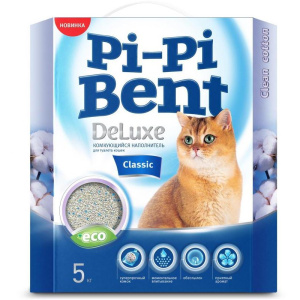Наполнитель Pi-Pi Bent Delux Clean Cotton, комкующийся, 5 кг