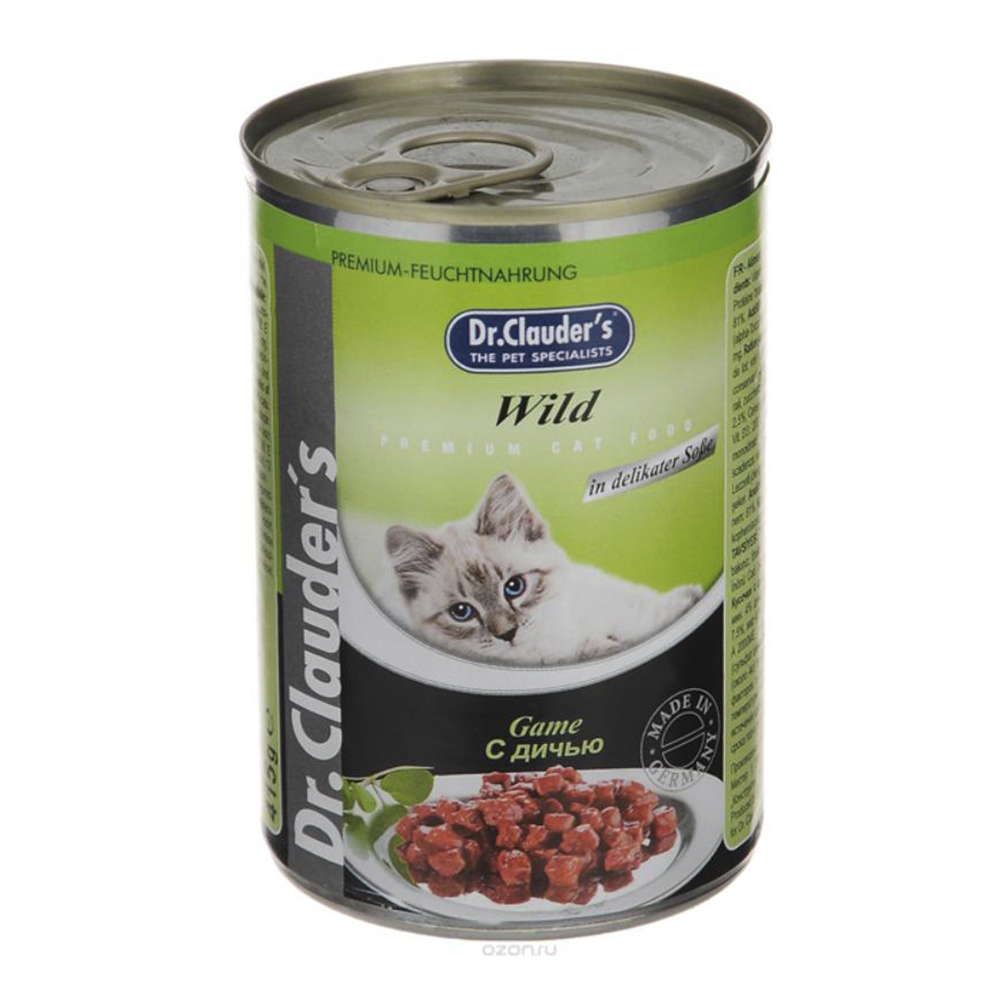 Dr.Clauder`s консервы для взрослых кошек с дичью, 415 г<