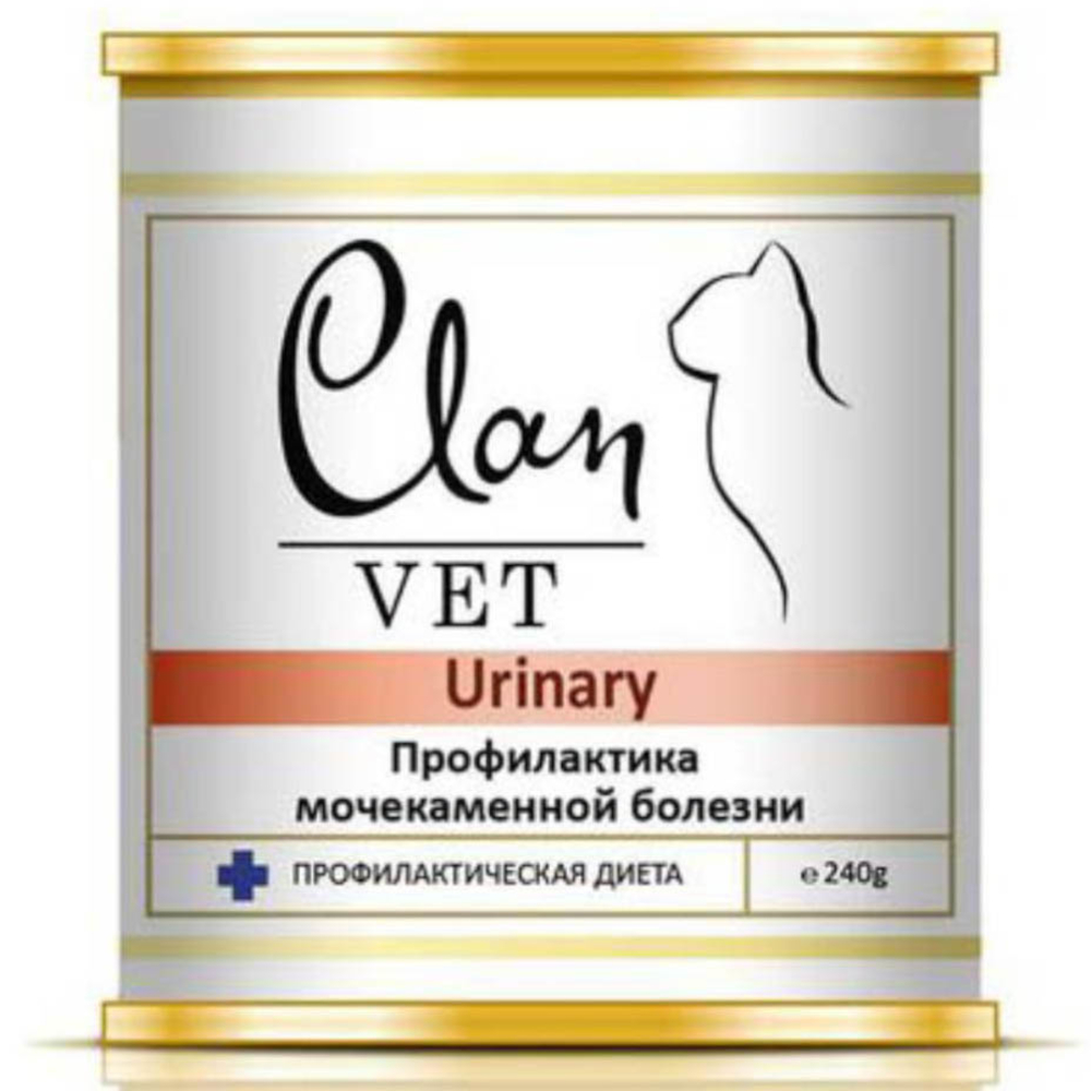 Clan Vet диетические консервы для кошек, профилактика МКБ, Urinary, 240 г<