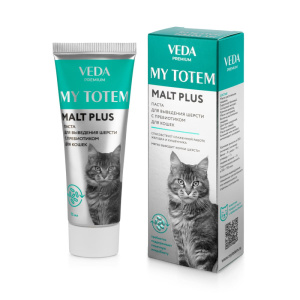 Veda My Totem Malt Plus паста с пребиотиком для выведения шерсти из ЖКТ для кошек, 75 мл