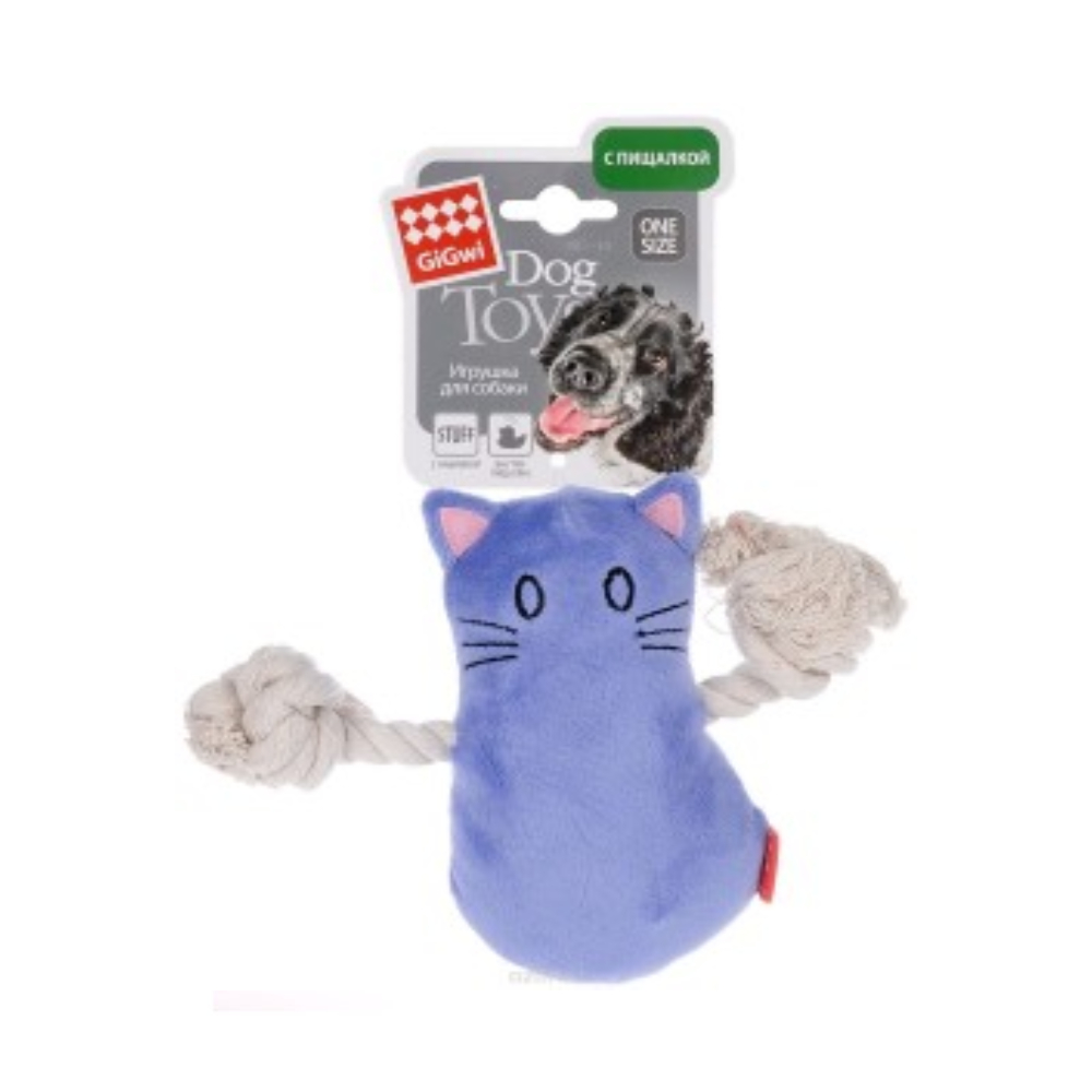 GiGwi игрушка для собак "Кот" с пищалкой, 15 см<