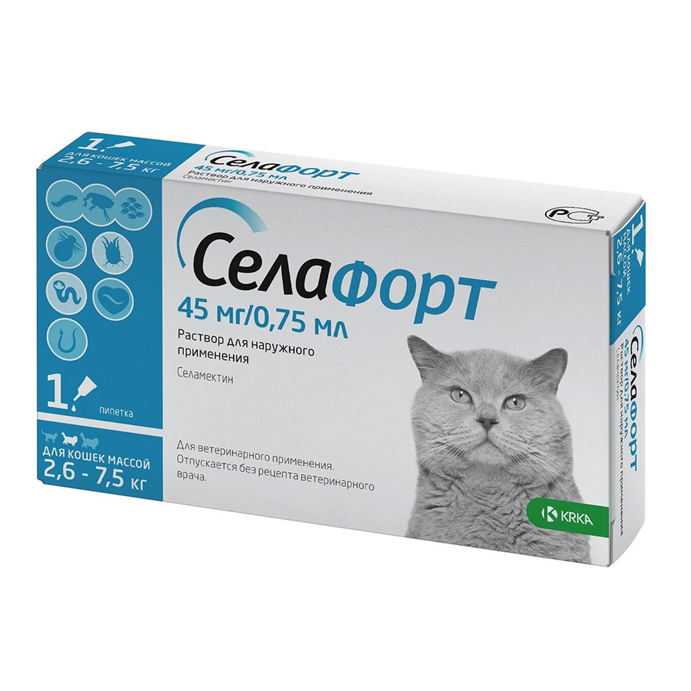 Селафорт 45 комбинированное антипаразитарное средство для кошек 2.6-7.5 кг<