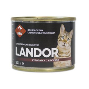 Landor консервы для стерилизованных кошек, куропатка с клюквой, 200 г