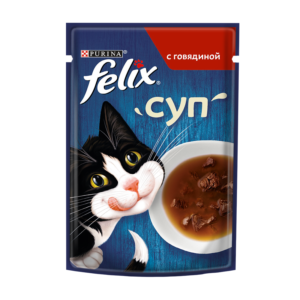 Felix консервы для кошек, суп, говядина, 48 г<