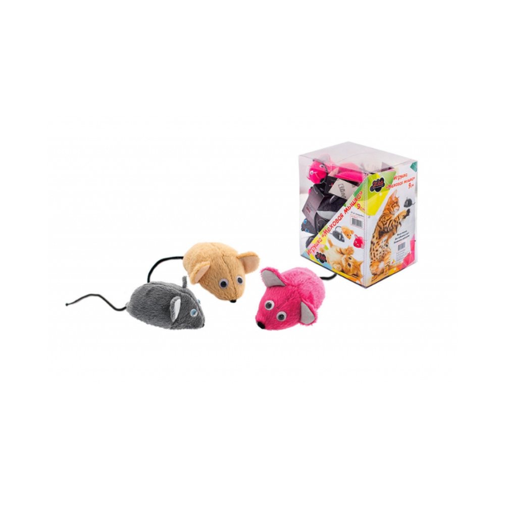 Zoo-M игрушка для кошек "Мышка меховая", 9 см<