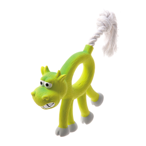 ZooOne Игрушка для собак "Корова с канатным хвостом", латекс, 12 см