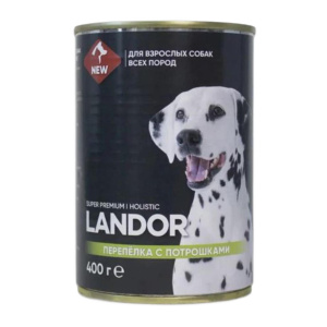 Landor консервы для собак, перепелка с потрошками, 400 г