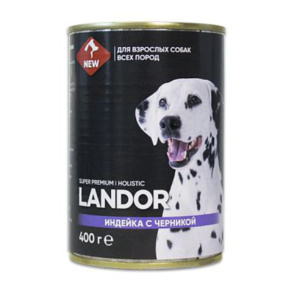 Landor консервы для собак, индейка с черникой, 400 г