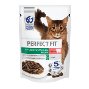Perfect Fit консервы для стерилизованных кошек, говядина, 75 г