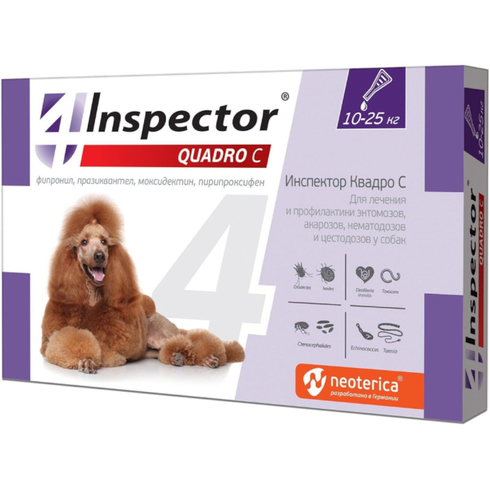Inspector Quadro комбинированное антипаразитарное средство, капли для собак 10-25 кг<