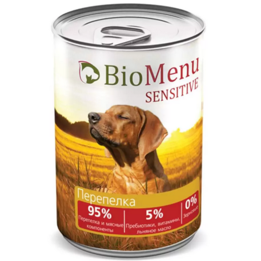 BioMenu гипоаллергенные консервы для собак всех пород, перепелка, Sensitive, 410 г<