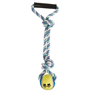 Triol Игрушка для собак "Веревка цветная с ручкой 2 узла, мяч", 43 см