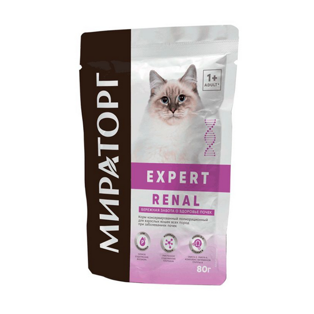 Мираторг Expert ветеринарные консервы для кошек, Ренал, при заболеваниях почек, 85 г<