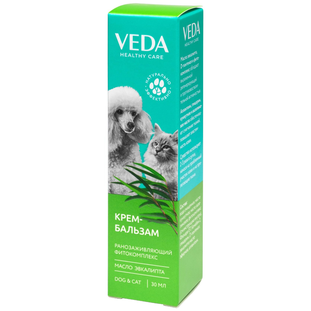 Veda Крем-Бальзам для лап с ранозаживляющим фитокомплексом и маслом эвкалипта, 30 мл<
