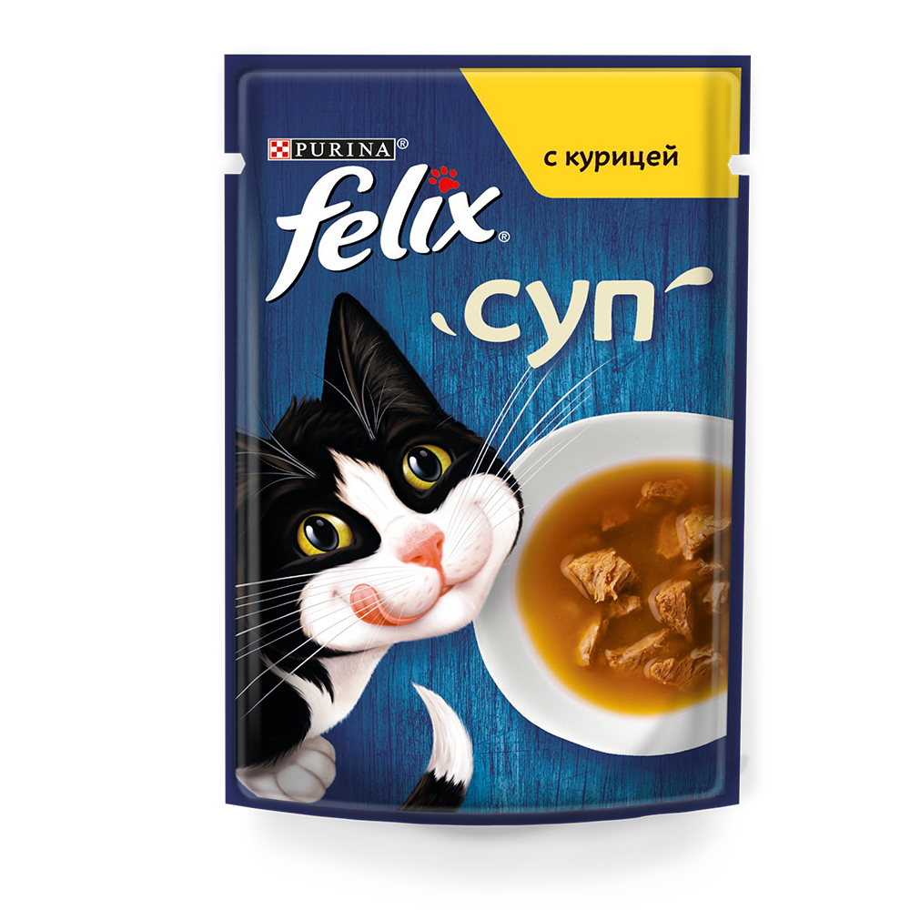 Felix консервы для кошек, суп, курица, 48 г<