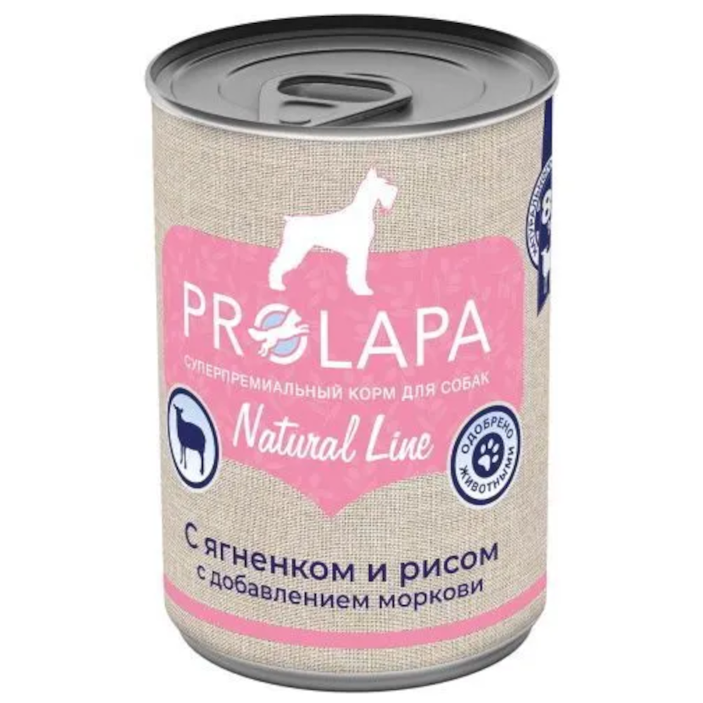 ProLapa Natural Line консервы для собак, ягненок с рисом и морковью, 400 г<