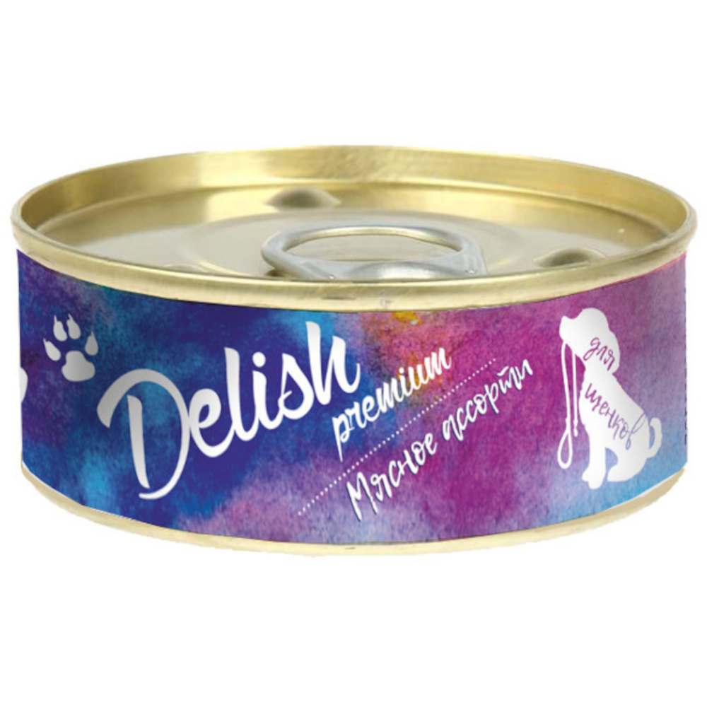 Delish Premium консервы для щенков, мясное ассорти, 100 г<