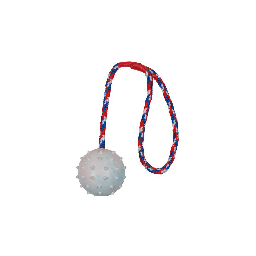 Trixie игрушка для собак "Мяч резиновый на веревке", 7 см<
