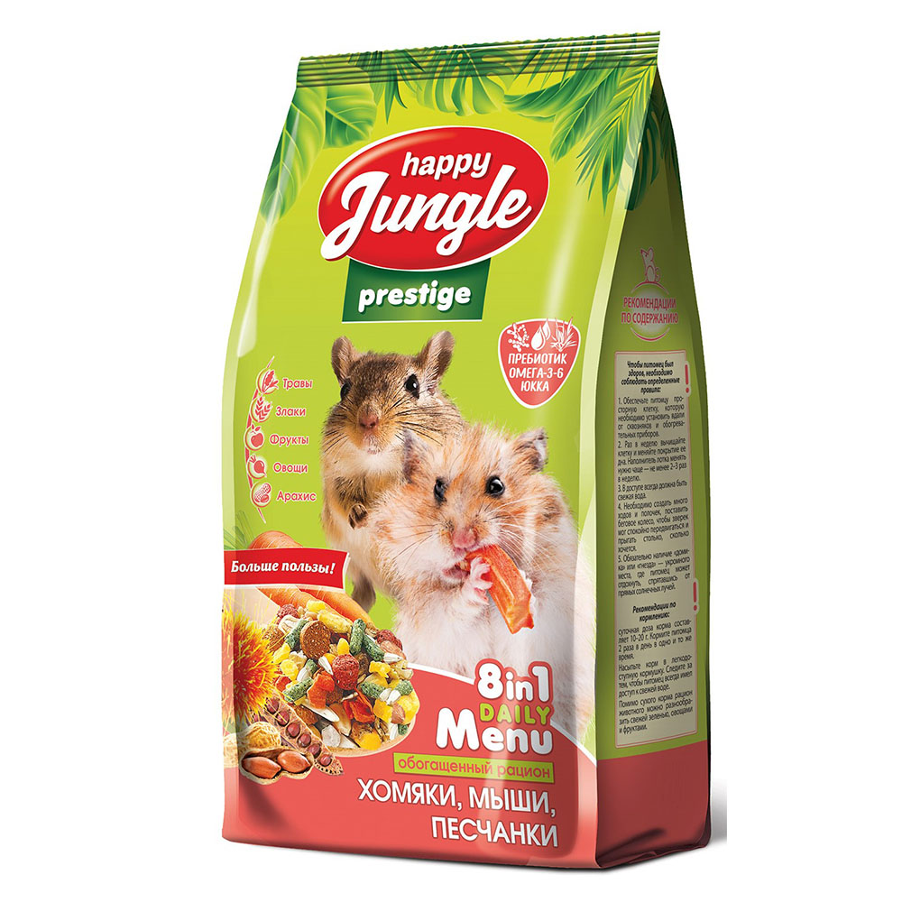 Happy Jungle Prestige Корм для хомяков, мышей и песчанок, 500 г<
