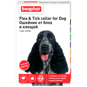 Beaphar ошейник Diaz инсектоакарицидный для собак, 65 см, красный