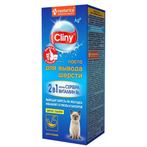 Cliny паста со вкусом сыра для выведения шерсти из ЖКТ для кошек, 30 мл