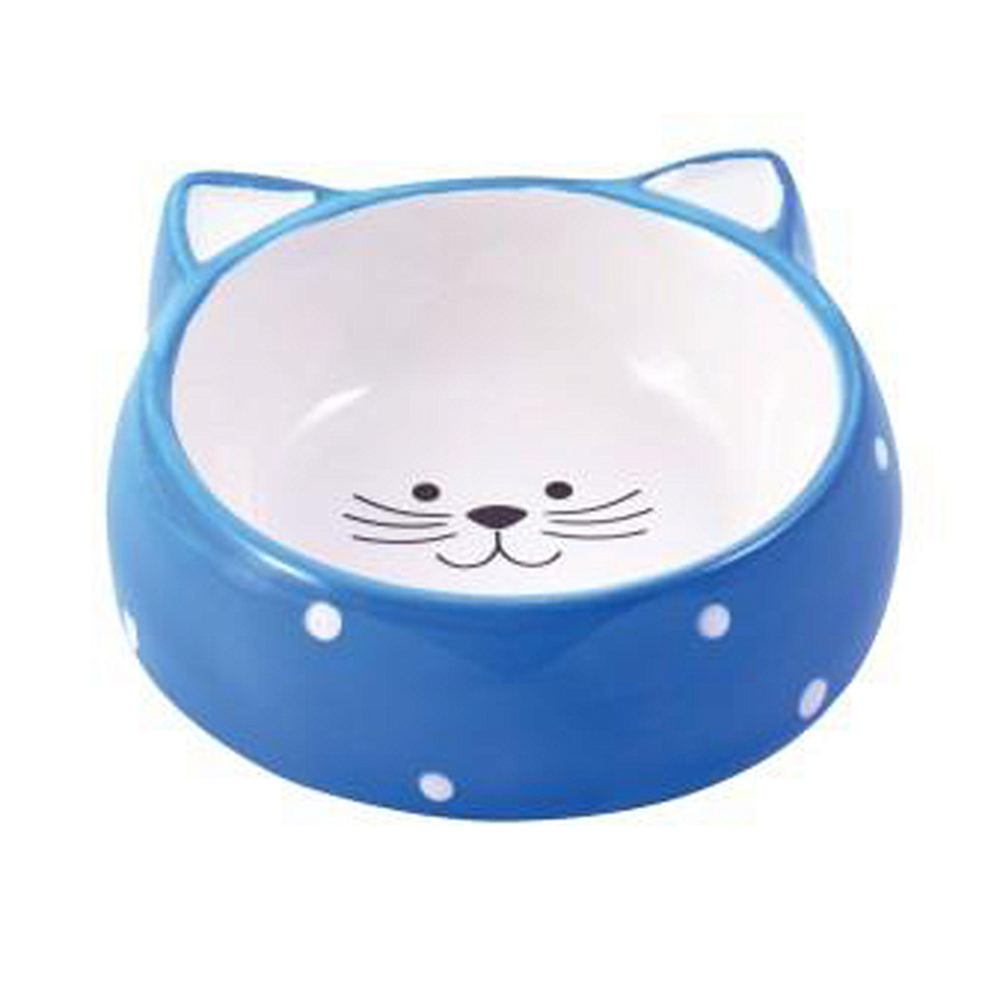 Mr.Kranch миска керамическая для кошки Мордочка кошки голубая 250 мл<