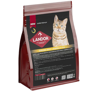 Landor сухой корм для стерилизованных кошек, индейка с уткой, 2 кг