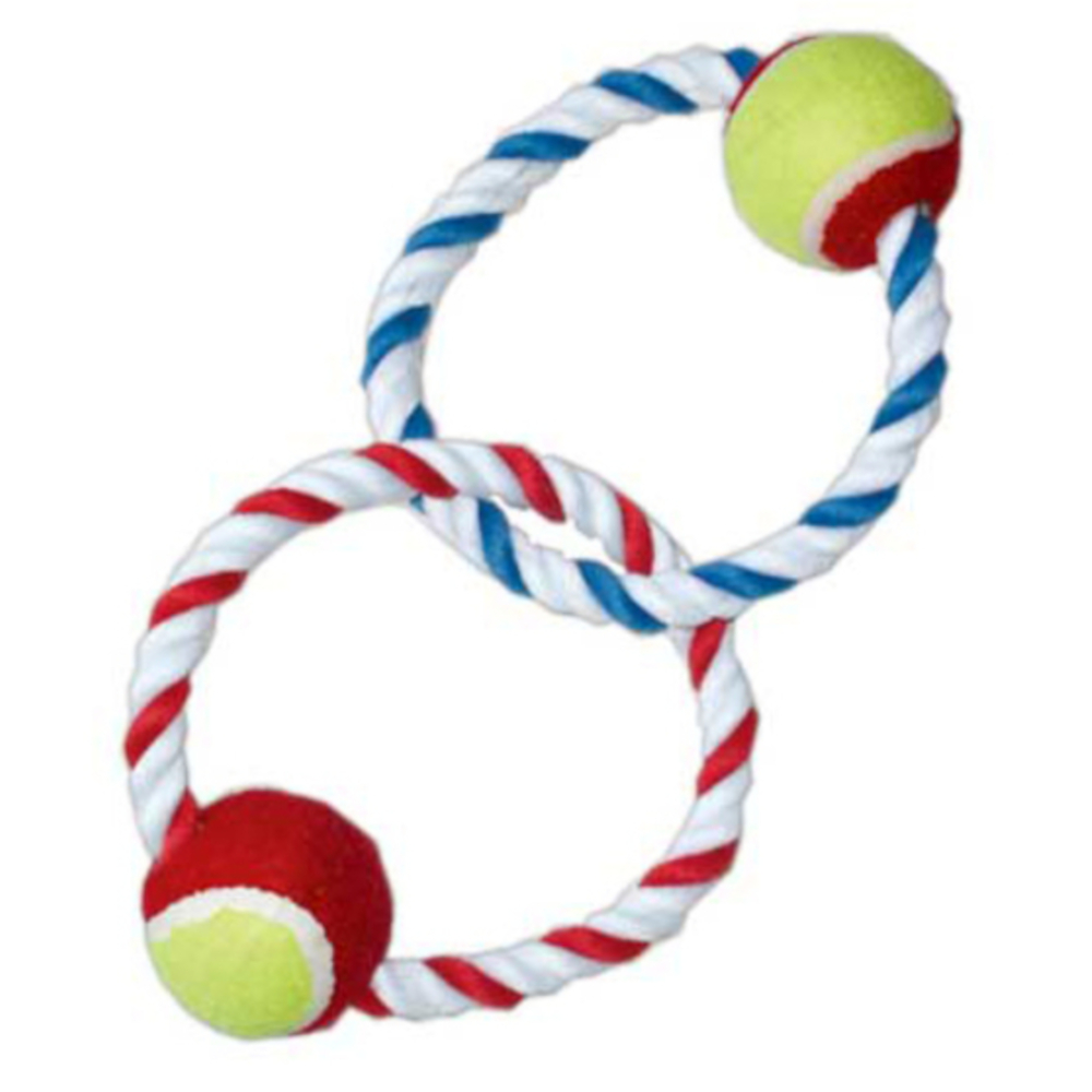 Buddy игрушка для собак Апорт веревочный "2 кольца с мячами", 34 см<