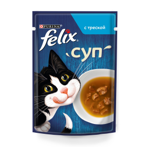 Felix консервы для кошек, суп, треска, 48 г