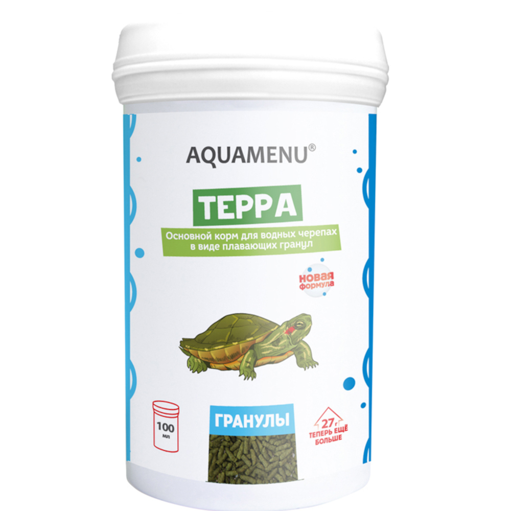 Aquamenu Терра основной гранулированный корм для водных черепах, 100 мл<