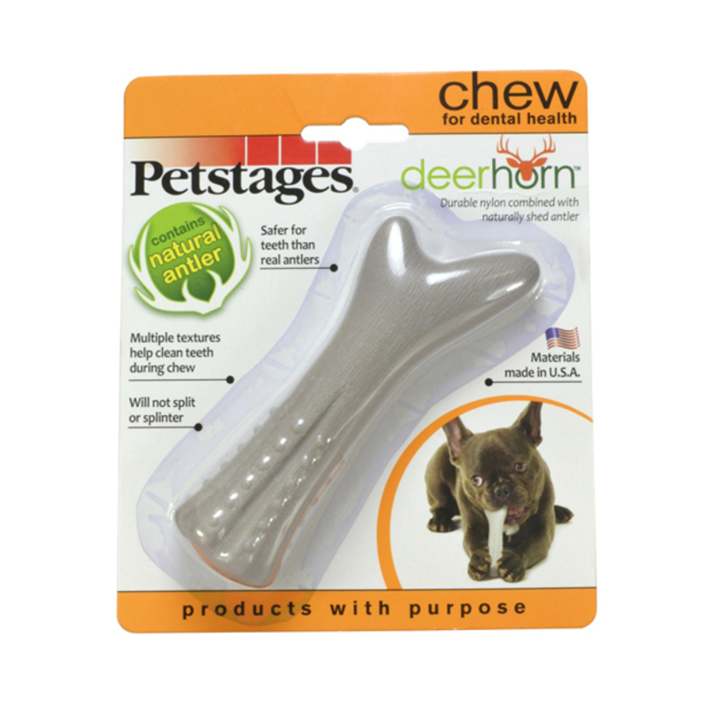Petstages игрушка для собак Deerhorn с оленьими рогами, маленькая, 12 см<