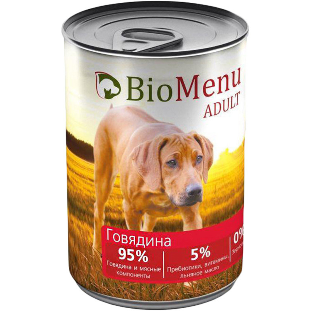BioMenu консервы для взрослых собак всех пород, говядина, 410 г<