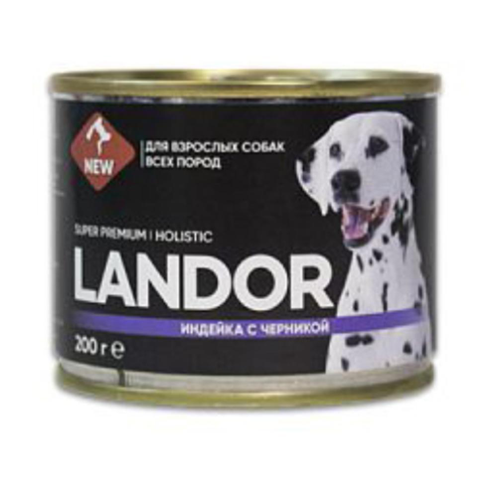 Landor консервы для собак, индейка с черникой, 200 г<