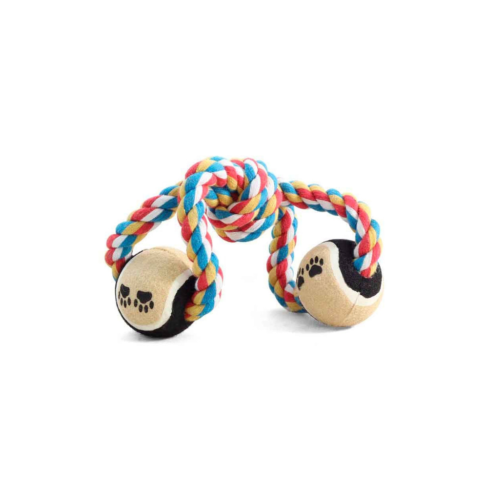Triol Игрушка для собак "Веревка цветная восьмерка с узлом 2 мяча", 35 см<