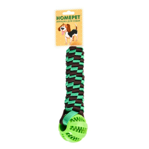 Homepet игрушка для собак "Мяч для лакомств" на плетенке, 6х22 см