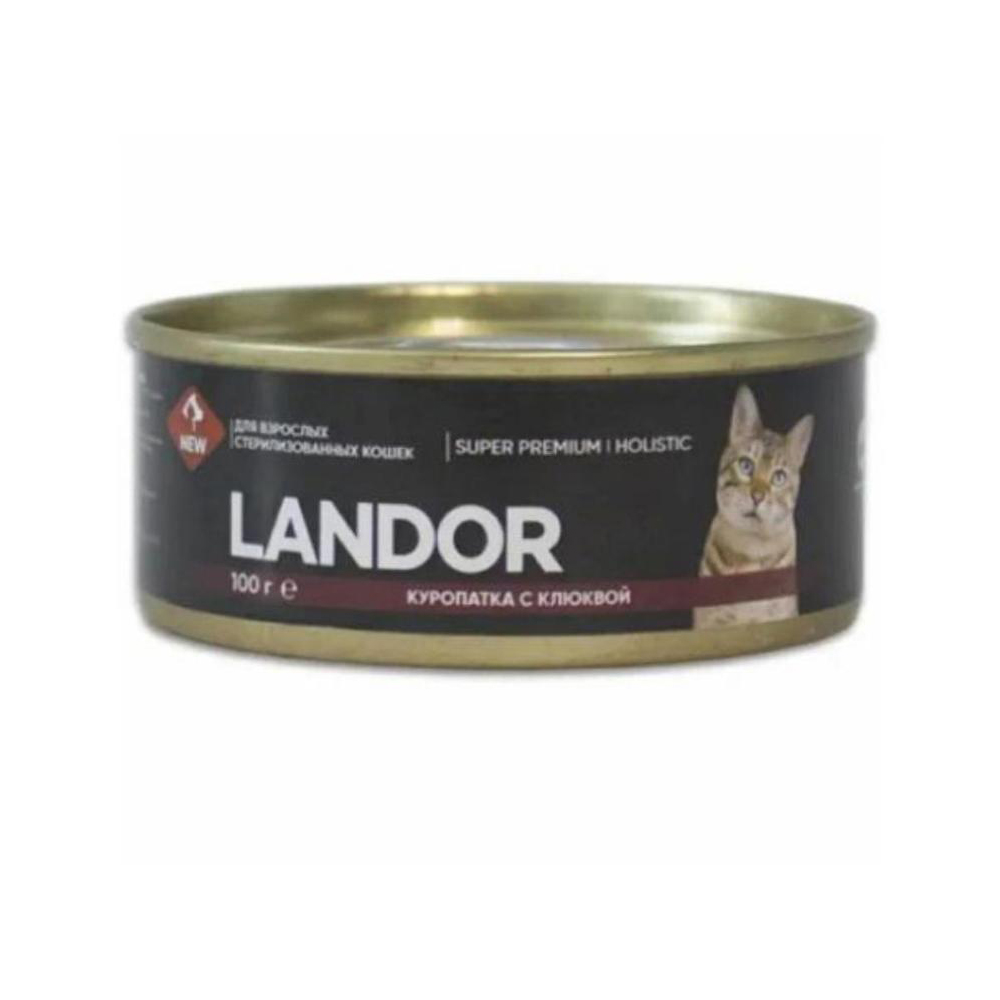 Landor консервы для стерилизованных кошек, куропатка с клюквой, 100 г<