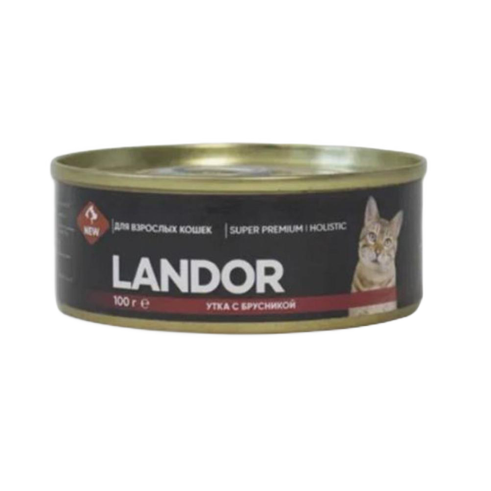 Landor консервы для кошек, утка с брусникой, 100 г<