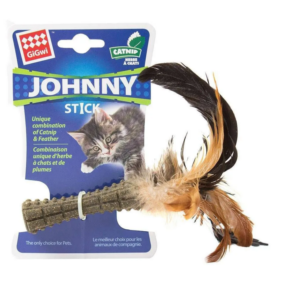 GiGwi игрушка для кошек "Палочка" с перьями и кошачьей мятой<