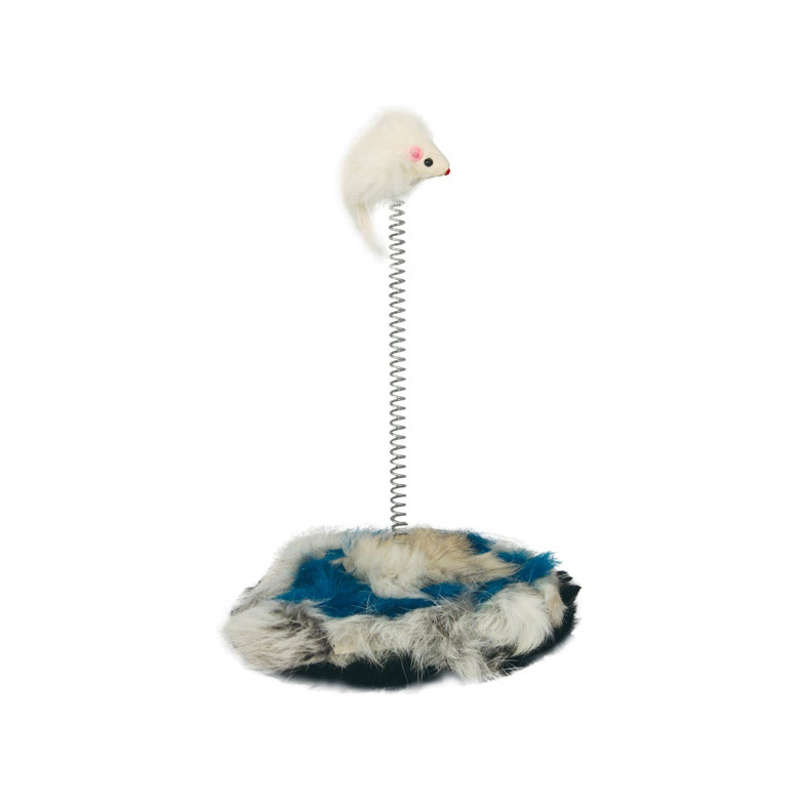 Triol Игрушка для кошек "Мышь на подставке", натуральный мех, 45 см<