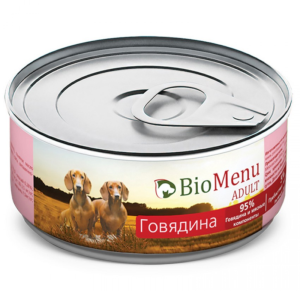 BioMenu консервы для взрослых собак всех пород, говядина, 100 г