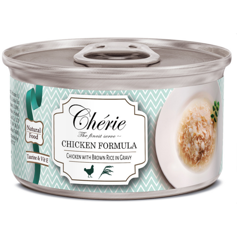 Cherie Chicken Formula консервы для кошек, курица с бурым рисом в соусе, 80 г<