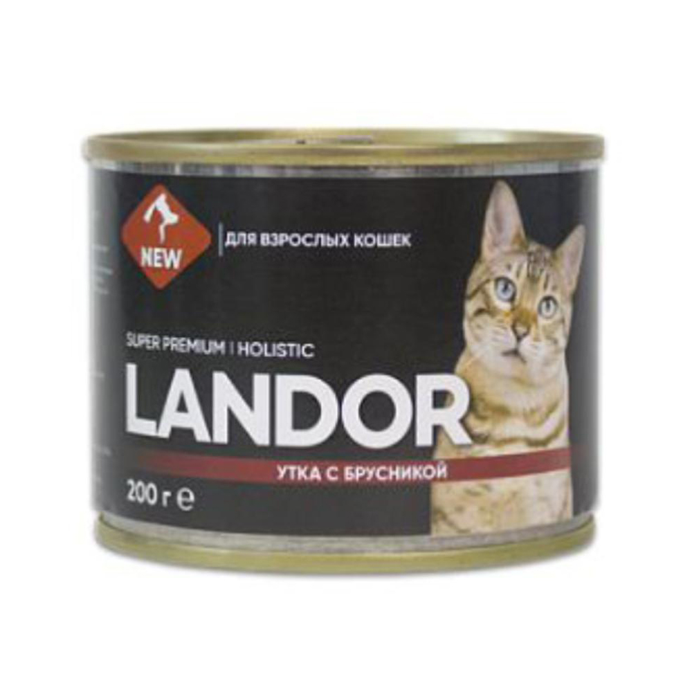 Landor консервы для кошек, утка с брусникой, 200 г<
