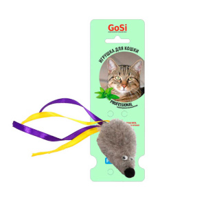 GoSi игрушка для кошек "Мышь с серым мехом и мятой"